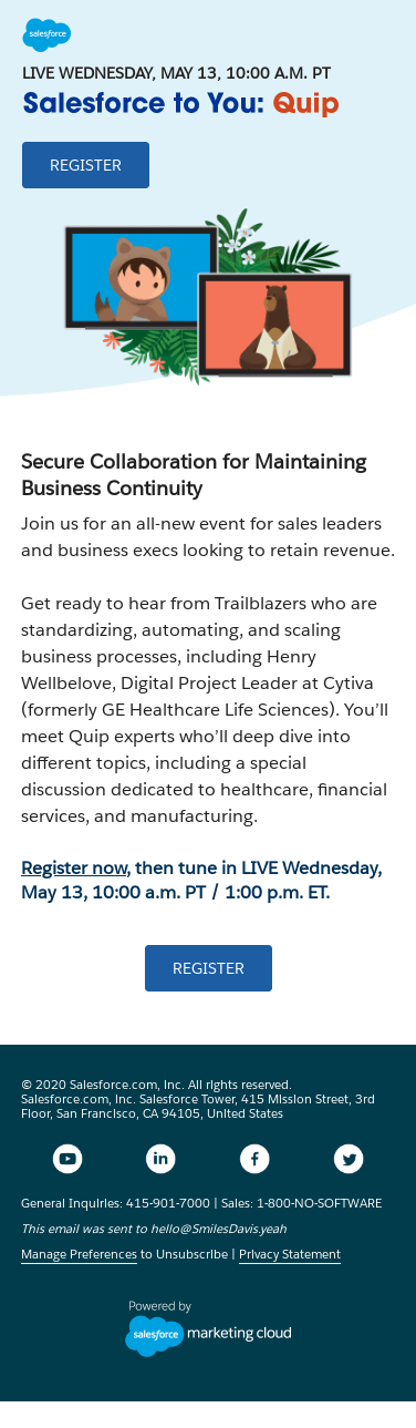 Don’t miss Salesforce to You: Quip — a free event dedicated to remote teamwork