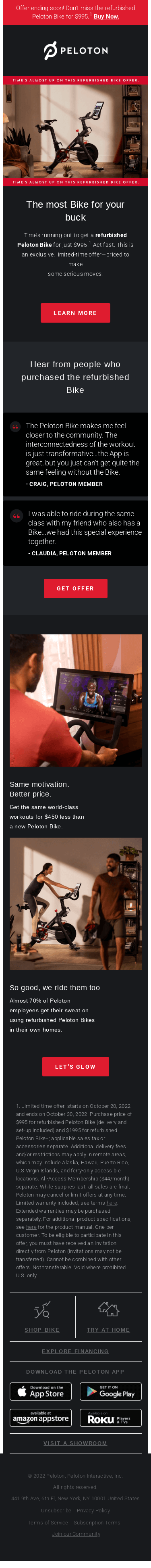 Don’t miss this pricing: $995 for a refurbished Peloton Bike (ends 10/30)