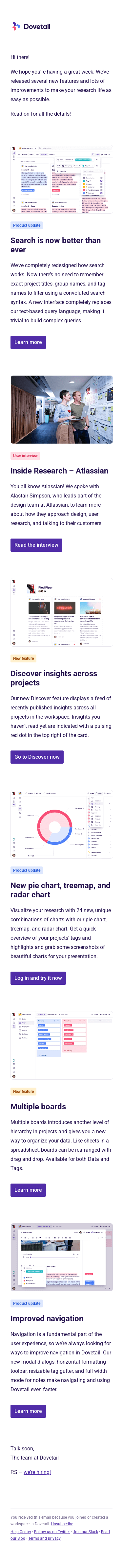 Dovetail product updates – July 2019