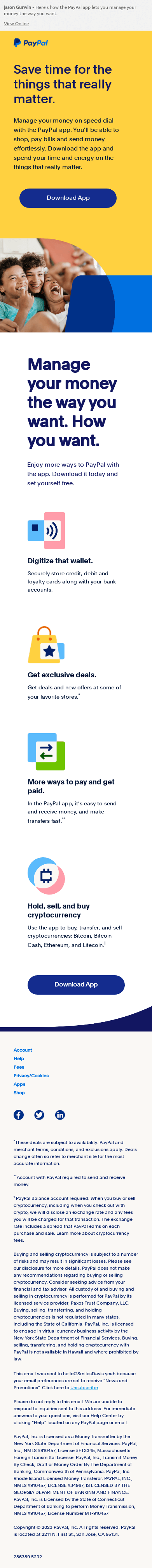 Download the PayPal app today