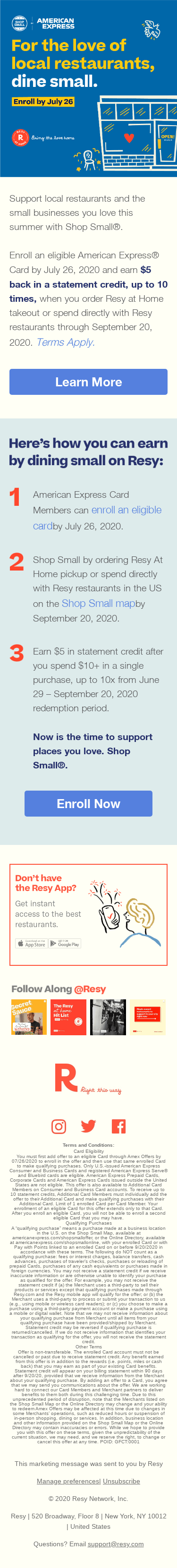 Earn rewards when you dine with Resy this summer.