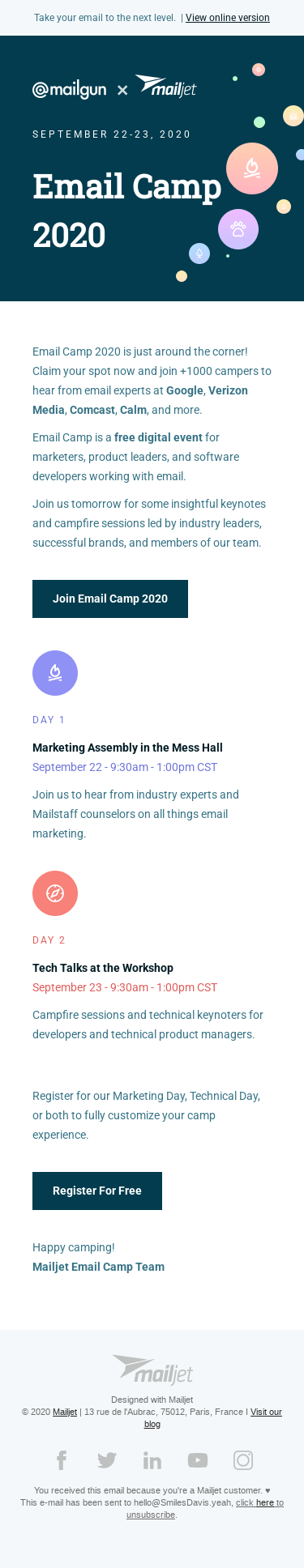 Email Camp 2020 starts tomorrow! 🏕️