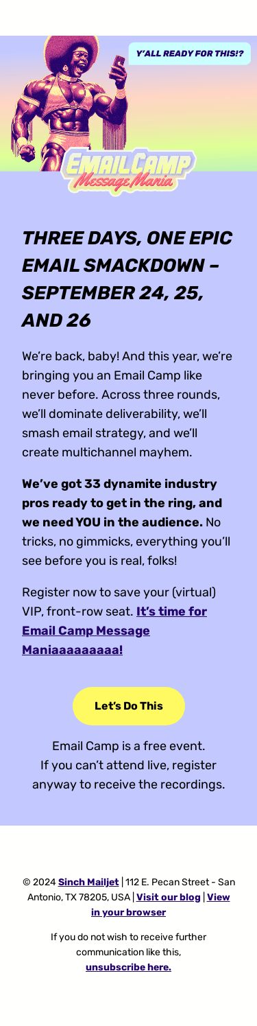 Email Camp is back and it’s MessageMania