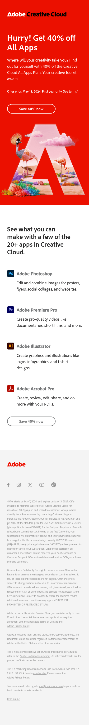Ending Soon: Get 40% off Creative Cloud All Apps