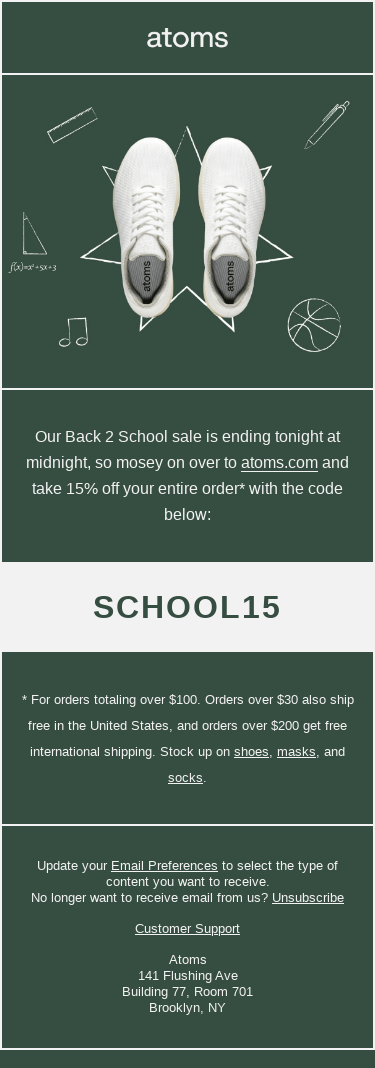 Ending tonight: 15% off for Back 2 School