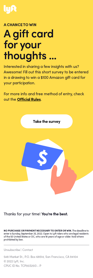 Enter to win a gift card for feedback