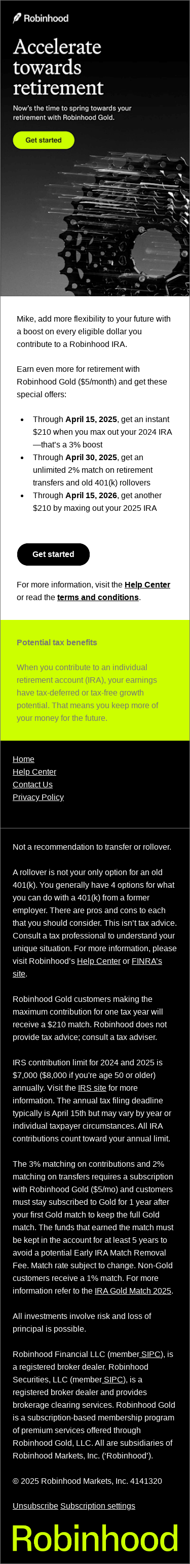 Exclusive Gold offers for retirement