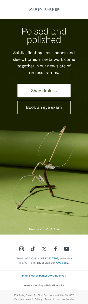 Eye our new, rimless construction