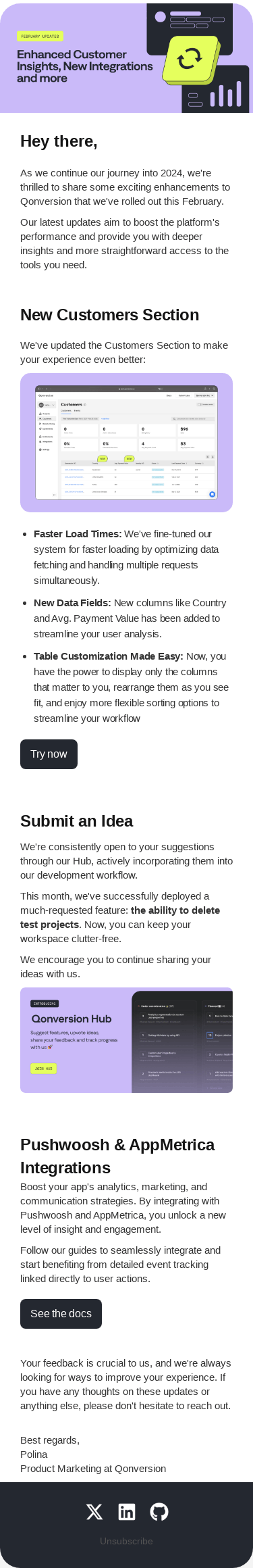 February Qonversion Updates: Improved Customers List, New Integrations, and more