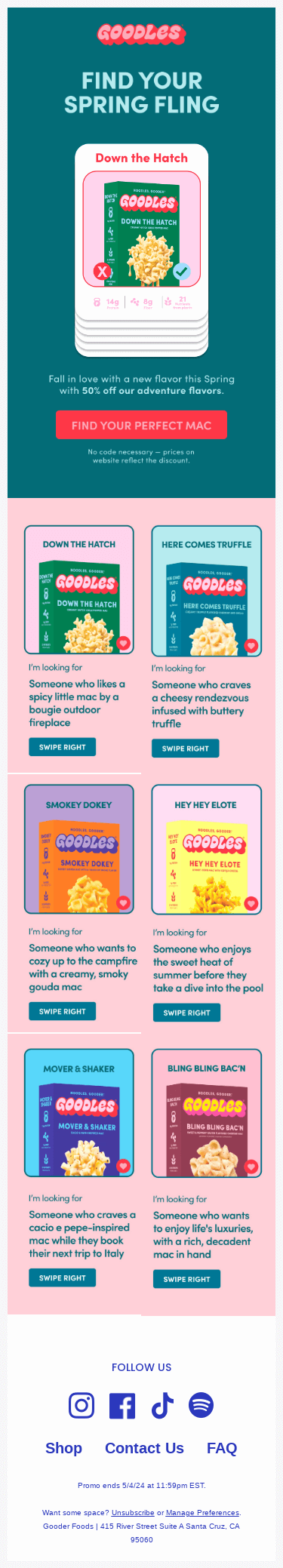 Find your spring fling with 50% off