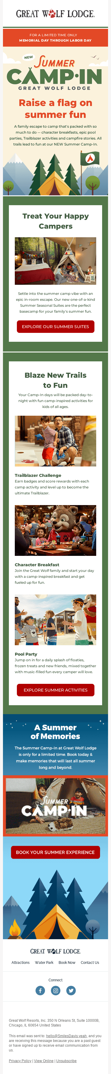 FIRST EVER! Summer Camp-In at Great Wolf Lodge
