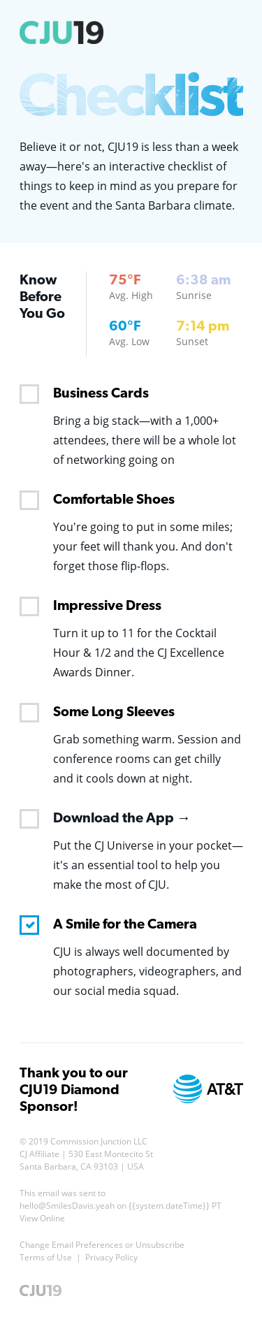 Flip-flops ☑️ Sunblock ☑️ Business Cards ☑️