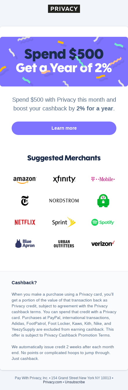 Get 2% Cashback for a year!