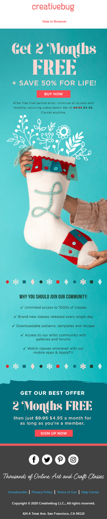 Get 2 Months + Then 50% Off For Life