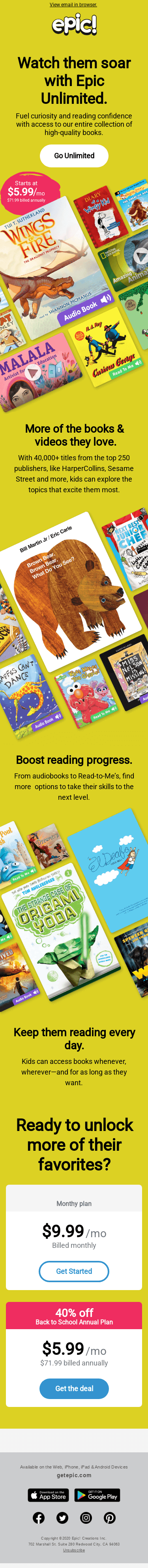 Get 40% off Epic Unlimited for Smiles Davis—just in time for Back to School