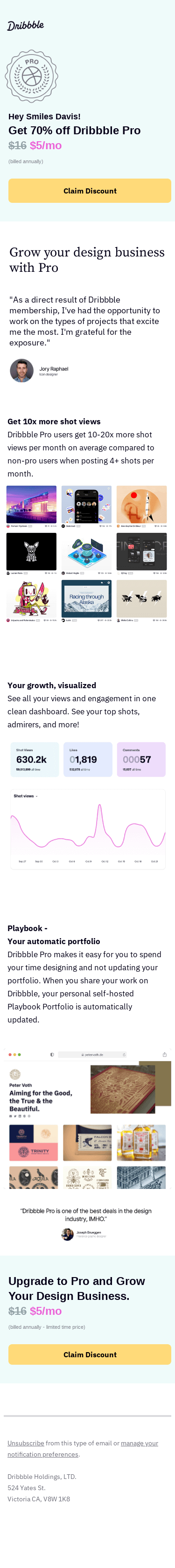 Get 70% off Dribbble Pro