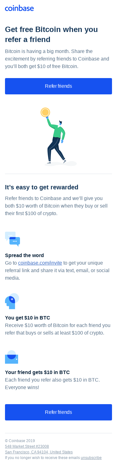Get free Bitcoin when you refer a friend