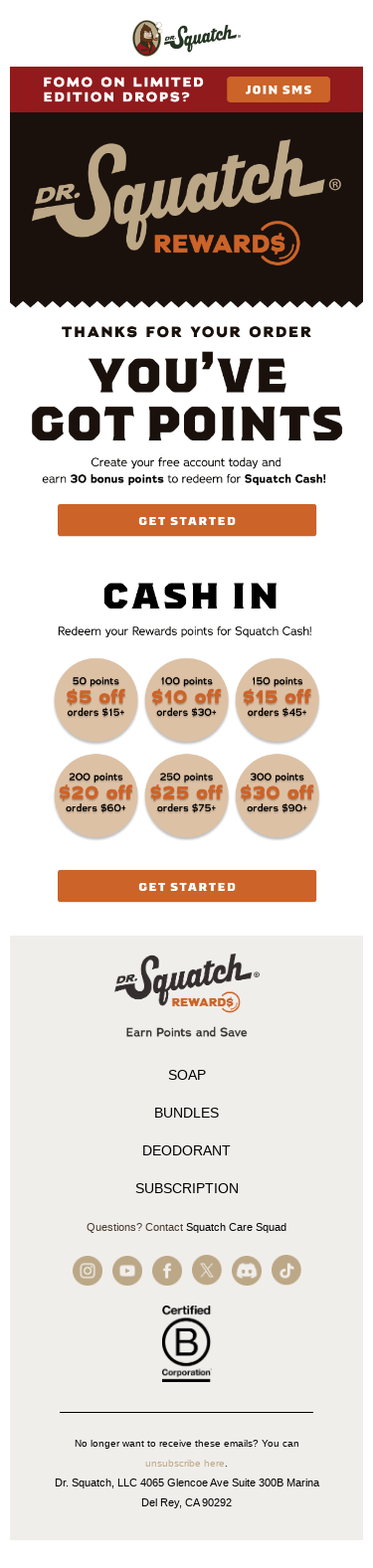 Get rewarded for your order