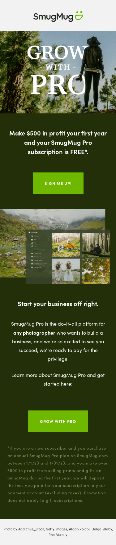 Get SmugMug Pro for FREE.
