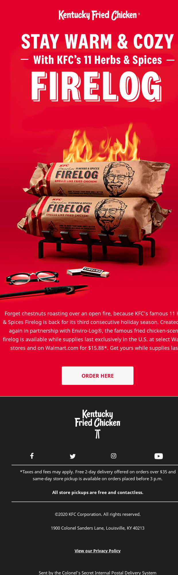 Get The Ultimate Holiday Gift - KFC 11 Herbs & Spices Firelogs Are Back!