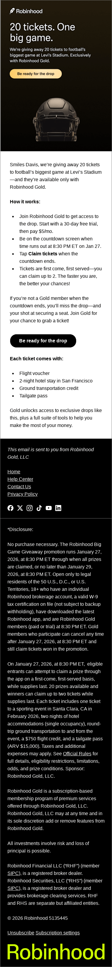 Get tickets to The Big Game, on us