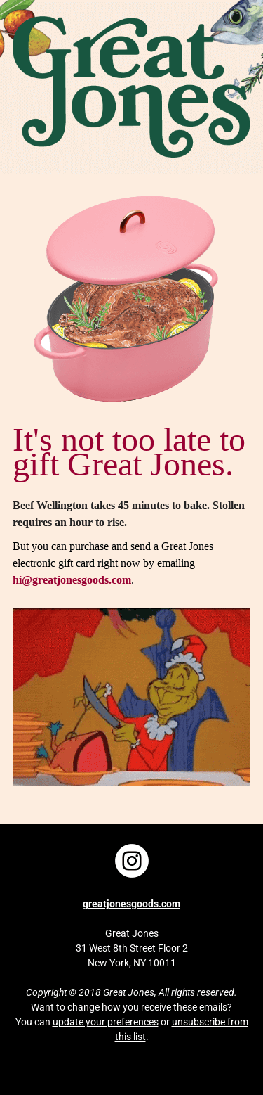 Gifting Great Jones is faster than baking a pie