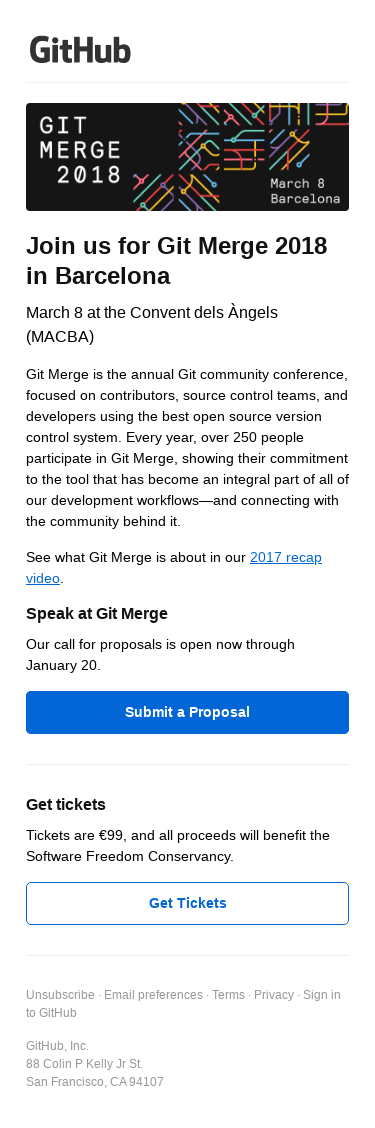 Git Merge 2018 call for proposals and tickets