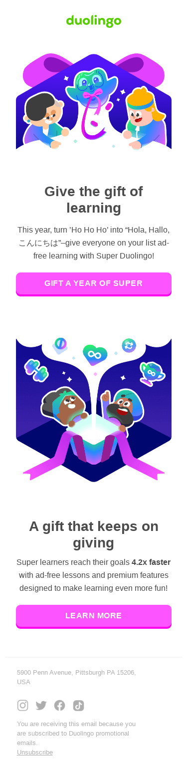 🎁 Give the gift of Super Duolingo