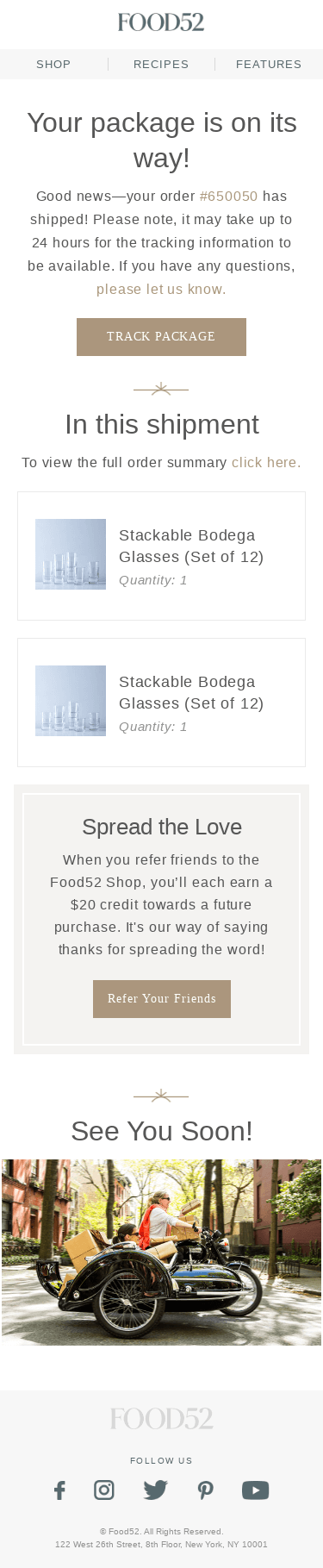 Good News - Your Food52 order (#650050) has shipped!