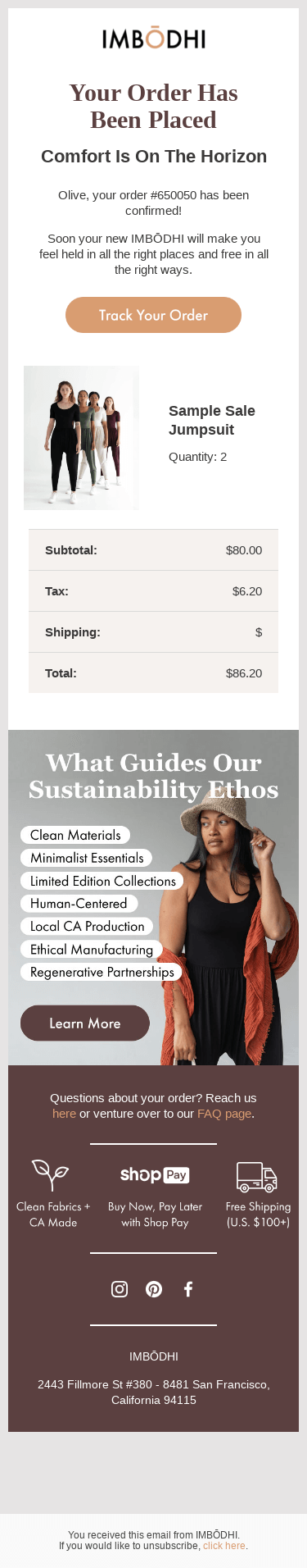 Great news! Your IMBŌDHI order #650050 is confirmed