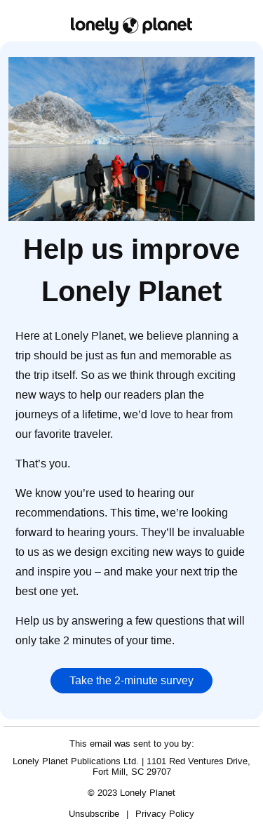 Help Lonely Planet map our next chapter 🗺️