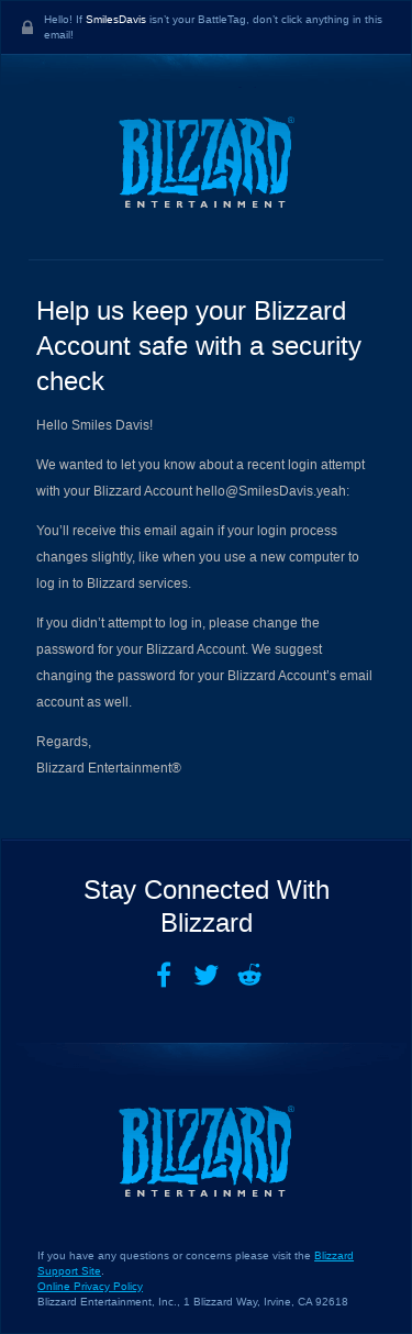 Help us keep your Blizzard Account safe with a security check