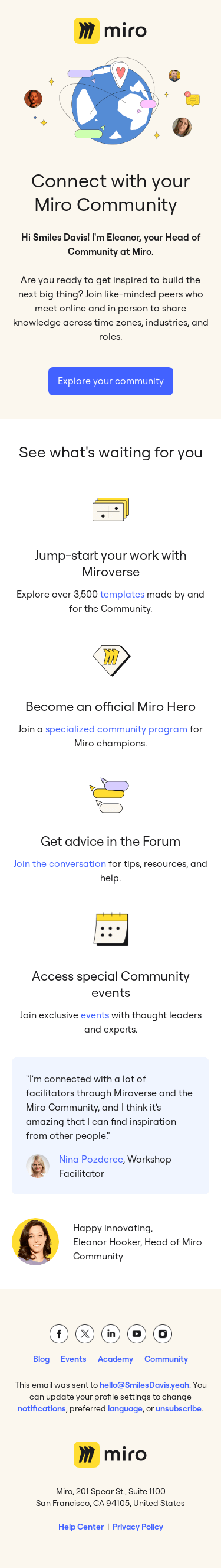 Hey Smiles Davis! You’re Invited to the Miro Community 👋