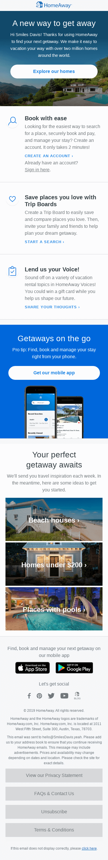 Hi Smiles Davis! Welcome to HomeAway!