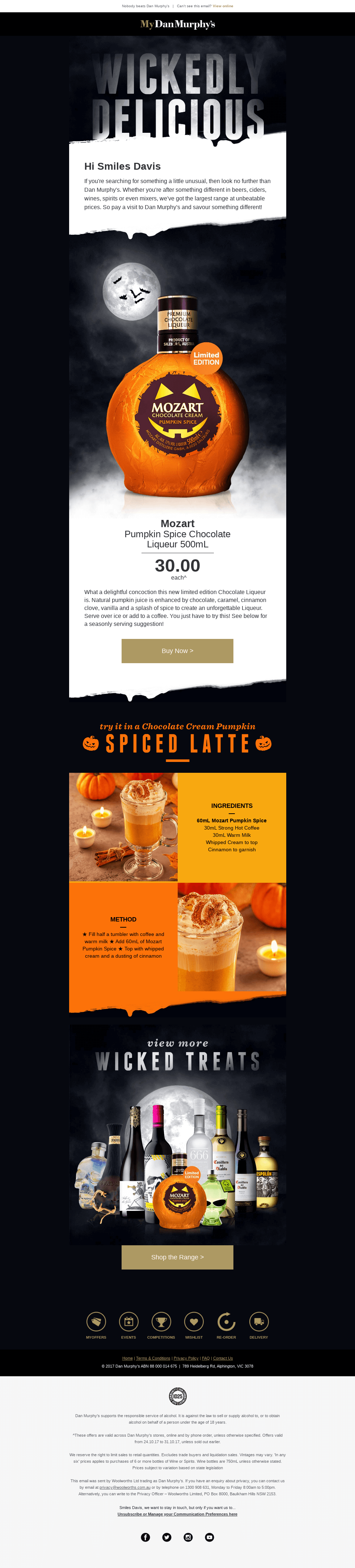 Hi Smiles Davis – 🎃 Treat yourself to Mozart’s Chocolate Cream Pumpkin Spice Liqueur, at the lowest price!