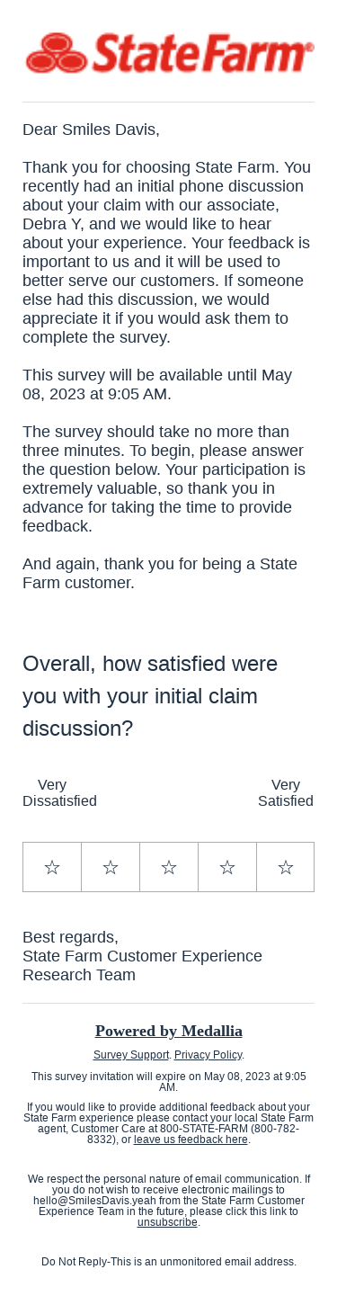 Initial Claim Discussion Survey – 3 minutes