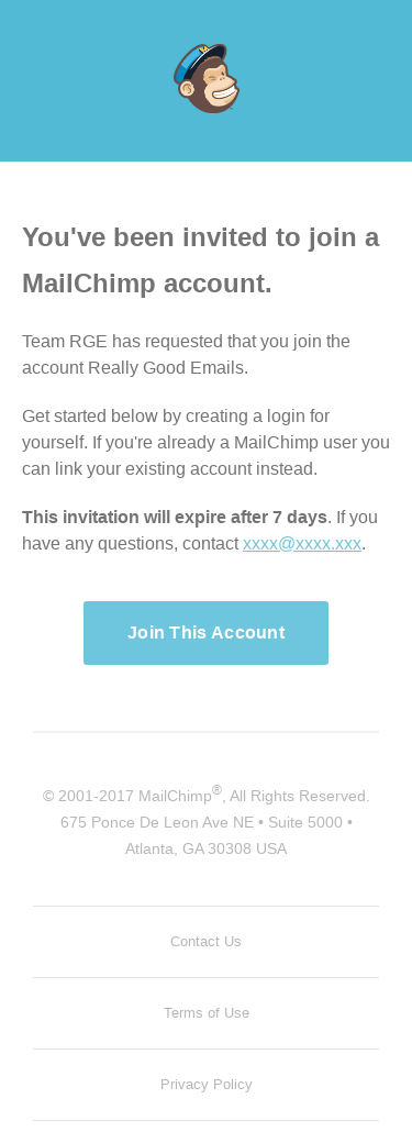 Invitation to Join MailChimp Account