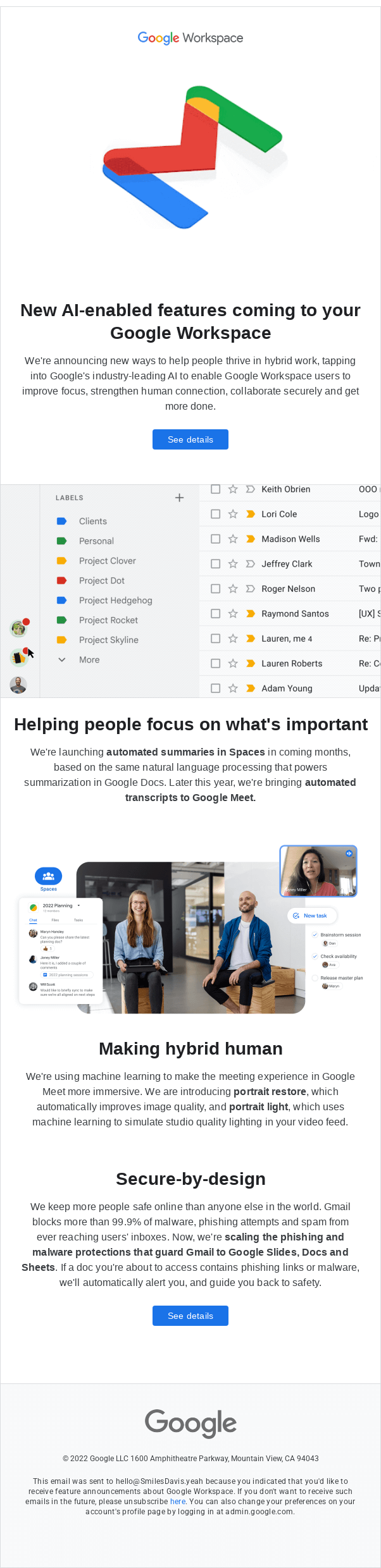 I/O 2022 announces new Google Workspace features