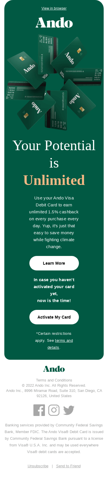 It Pays To Use Your Ando Visa Debit Card