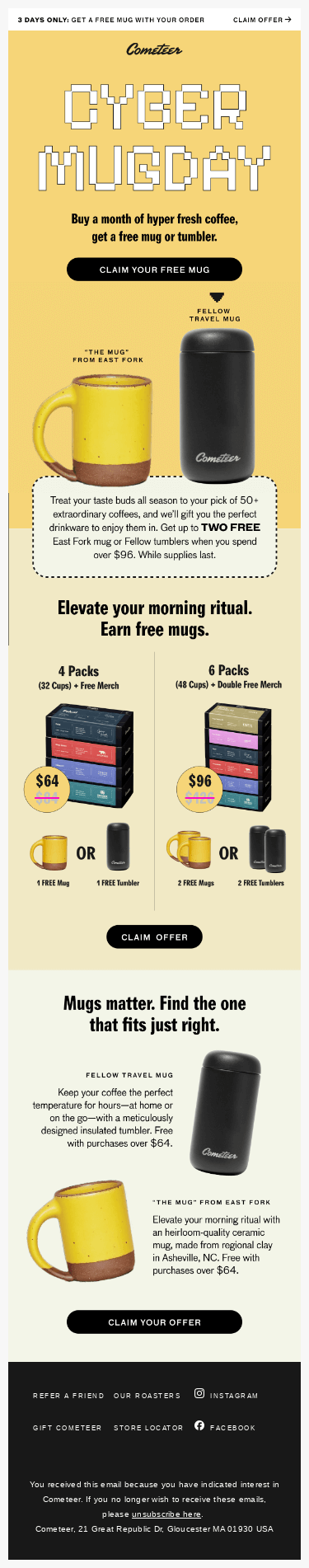 It’s Cyber MUGDAY! Free mugs with every box 🚀