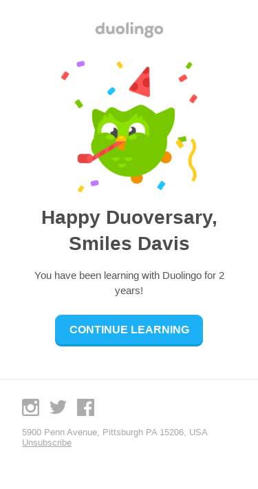 It's your Duoversary! 🎂