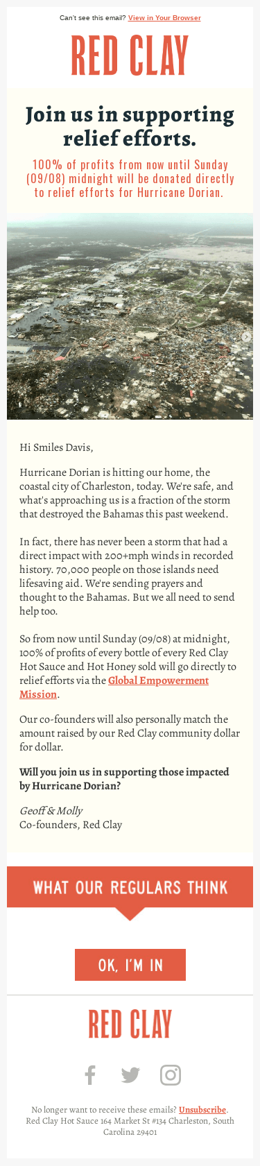 Join us in supporting relief efforts for Hurricane Dorian.