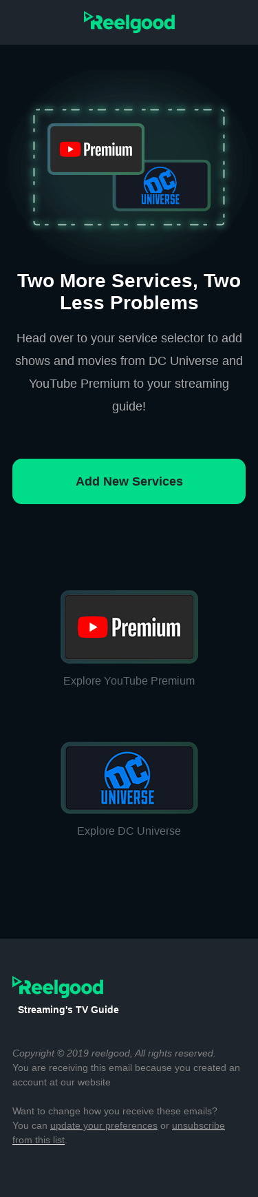 Just Added! YouTube Premium & DC Universe