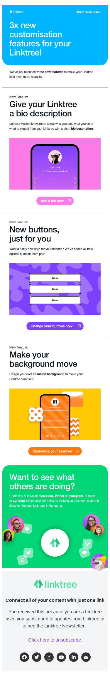 Just released! 3 new customization features for your Linktree 🎨