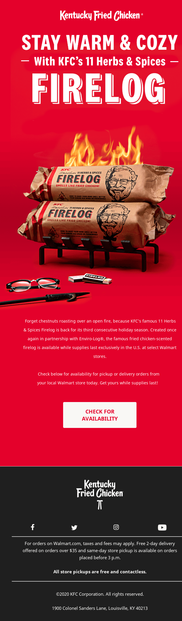 KFC 11 Herbs & Spices Firelogs are the Ultimate Holiday Gift – Get yours while supplies last!