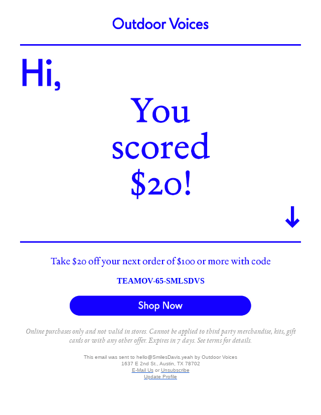 Last call for $20 off