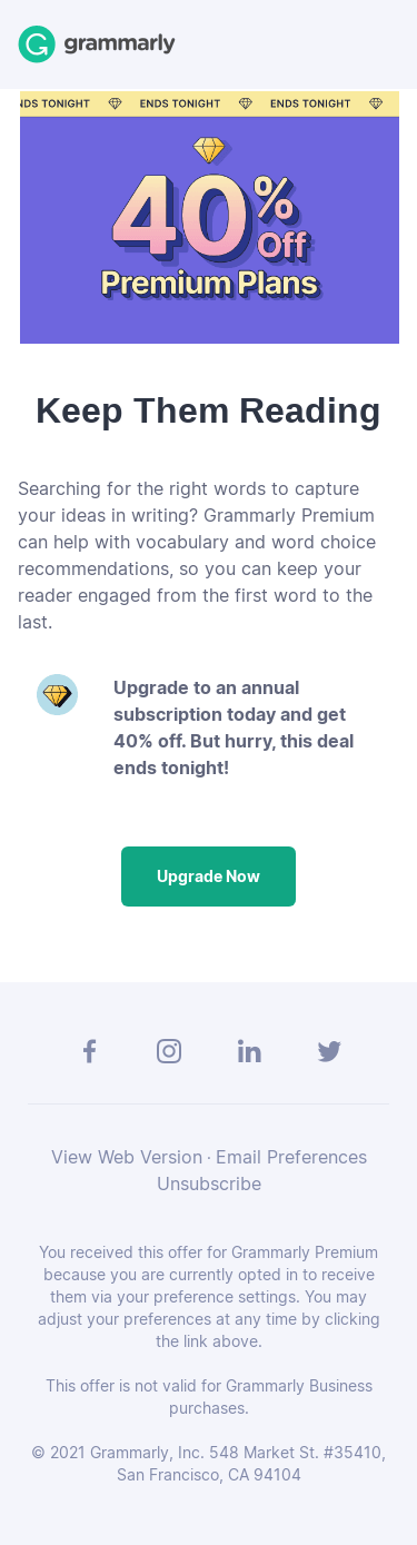 Last chance to save 40% off on Grammarly Premium