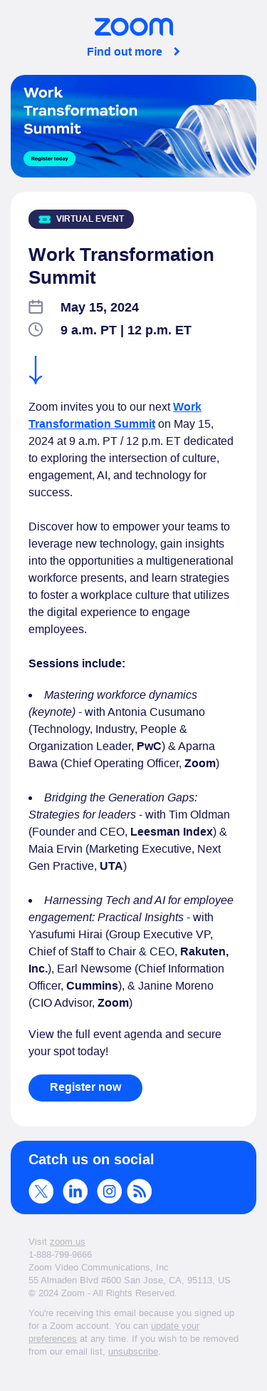 Last Chance! Zoom’s Work Transformation Summit returns May 15th