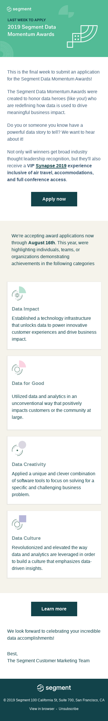 Last week to apply for a Data Momentum Award 🏆