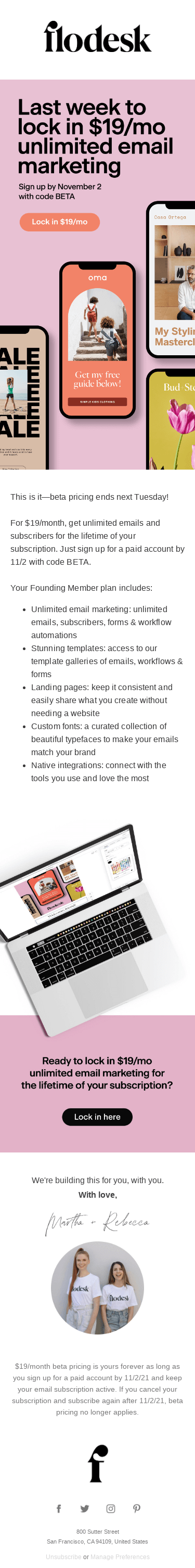 Last week to lock in $19/mo unlimited email marketing